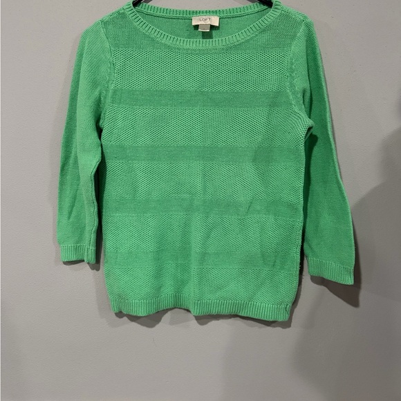 LOFT Sweaters - LOFT Mint Green Textured Stripe Knit Sweater - Small
